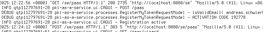 Activation code in log file